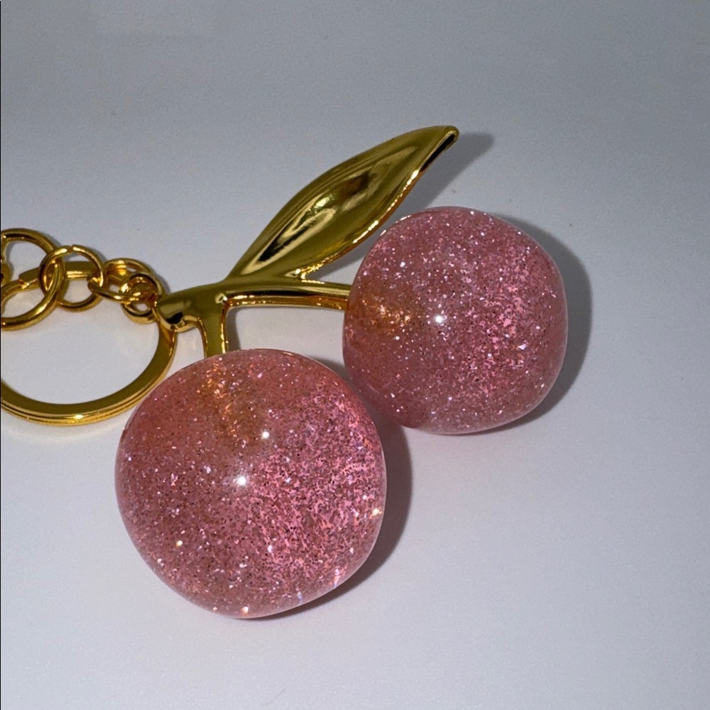 Pink Cherry Keychain Bag Charm Key Holder - Picture 3 of 3